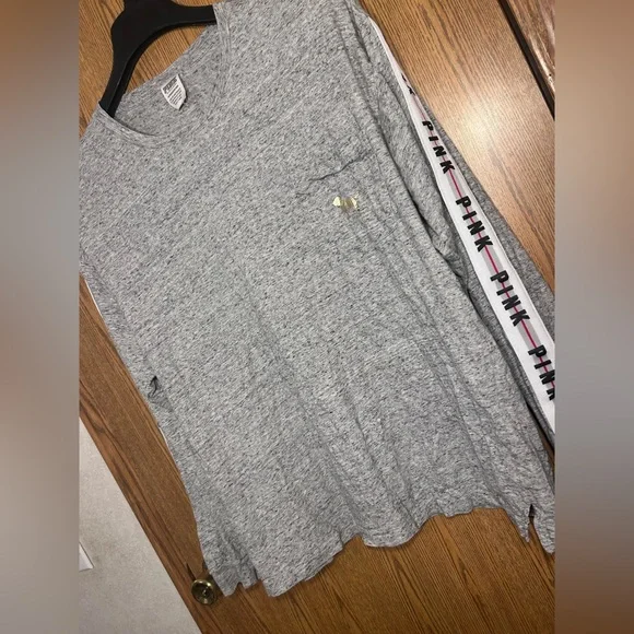 PINK Victorias Secret Gold Sequin Dog Campus Tee - Picture 3 of 4